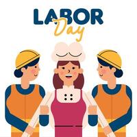 labor día ilustración con trabajador personaje plano diseño antecedentes vector