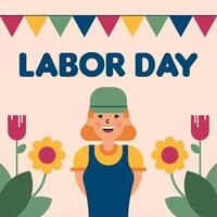 Labour Day Illustration With Worker Character Flat Design Background vector