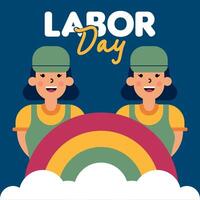 Labour Day Illustration With Worker Character Flat Design Background vector