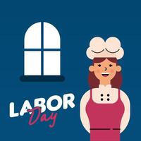 Labour Day Illustration With Worker Character Flat Design Background vector