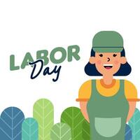 Labour Day Illustration With Worker Character Flat Design Background vector