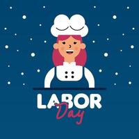 Labour Day Illustration With Worker Character Flat Design Background vector