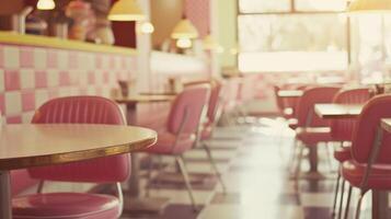 AI generated Generative AI, Vintage photo of American cafe 50s, retro interior design