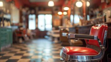 AI generated Generative AI, Vintage photo of retro barber shop of 50s, retro interior design