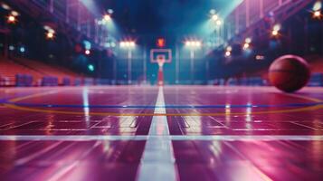 AI generated Generative AI, Professional basketball court, empty sport arena background photo
