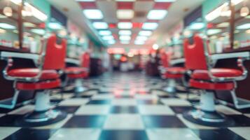 AI generated Generative AI, Vintage photo of retro barber shop of 50s, retro interior design