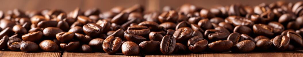 AI generated Close-up of roasted coffee beans for ads, design projects, and text backgrounds. photo