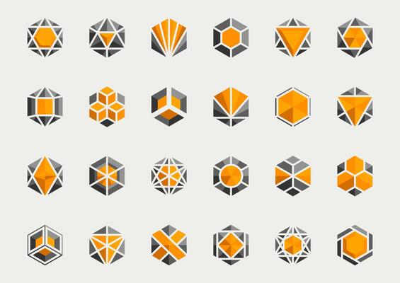 Abstract logos collection. Icon set design elements isolated on white. Vector flat icons for business template logo, website.