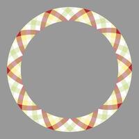 Circle borders and frames vector. Round border pattern geometric vintage frame design. Scottish tartan plaid fabric texture. Template for gift card, collage, scrapbook or photo album and portrait. vector
