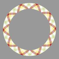 Circle borders and frames vector. Round border pattern geometric vintage frame design. Scottish tartan plaid fabric texture. Template for gift card, collage, scrapbook or photo album and portrait. vector