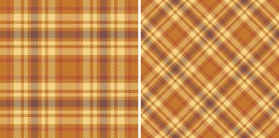 Texture check pattern of fabric tartan textile with a plaid vector background seamless. Set in sunset colors. Stylish living room and bedroom decor.
