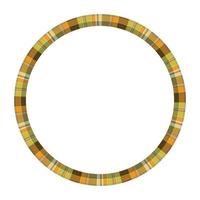 Round frame vector vintage pattern design template. Circle border designs plaid fabric texture. Scottish tartan background for collage art, gif card, handmade crafts.