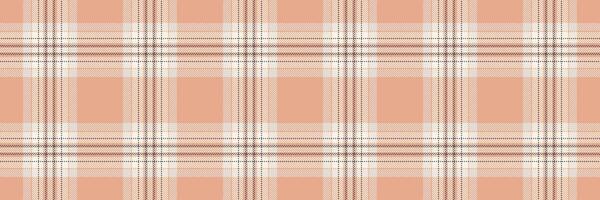 Sample vector tartan texture, ragged check background textile. Basic fabric seamless plaid pattern in orange and old lace colors.