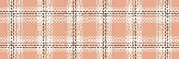 Sample vector tartan texture, ragged check background textile. Basic fabric seamless plaid pattern in orange and old lace colors.