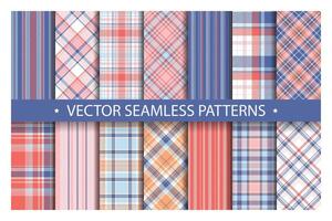 Tartan set pattern seamless plaid vector. Geometric background fabric texture. Modern check fashion template for textile print, wrapping paper, gift card, wallpaper flat design. vector