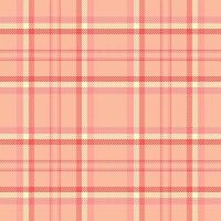 Scratch tartan check seamless, pastel textile texture vector. Fade plaid fabric pattern background in orange and red colors. vector