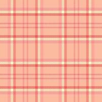 Scratch tartan check seamless, pastel textile texture vector. Fade plaid fabric pattern background in orange and red colors. vector