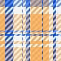 Suit texture plaid textile, real fabric pattern vector. Official check tartan seamless background in orange and white colors. vector