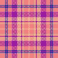 Graphical background texture textile, curved plaid fabric pattern. Mesh check vector seamless tartan in light coral and purple colors.
