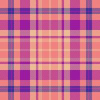 Graphical background texture textile, curved plaid fabric pattern. Mesh check vector seamless tartan in light coral and purple colors.