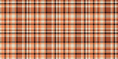 Geometrical vector fabric textile, online plaid seamless pattern. Scratch texture tartan background check in orange and light colors.