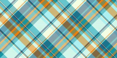 Feminine pattern textile seamless, comfort background tartan texture. Simplicity vector check fabric plaid in cyan and pale turquoise colors.