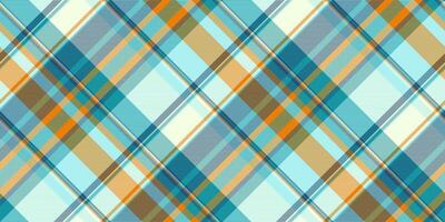 Feminine pattern textile seamless, comfort background tartan texture. Simplicity vector check fabric plaid in cyan and pale turquoise colors.