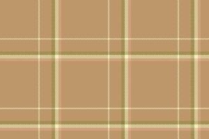 Plaid background, check seamless pattern in beige. Vector fabric texture for textile print, wrapping paper, gift card or wallpaper.