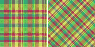 Check fabric pattern of textile seamless texture with a plaid background vector tartan. Set in food colors for buffalo fashion in rustic look.