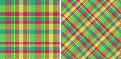 Check fabric pattern of textile seamless texture with a plaid background vector tartan. Set in food colors for buffalo fashion in rustic look.