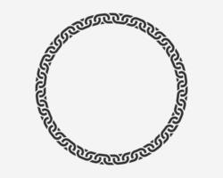 Texture chain round frame. Circle border chains silhouette black and white isolated on background. Chainlet design element. vector