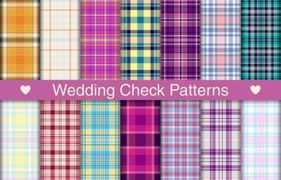 Wedding plaid bundles, textile design, checkered fabric pattern for shirt, dress, suit, wrapping paper print, invitation and gift card. vector