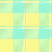 Regular vector pattern seamless, retail plaid fabric tartan. Old textile background check texture in yellow and mint colors.