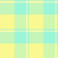 Regular vector pattern seamless, retail plaid fabric tartan. Old textile background check texture in yellow and mint colors.