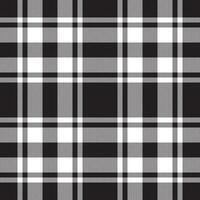 Plaid seamless pattern in black white. Check fabric texture. Vector textile print.