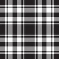 Plaid seamless pattern in black white. Check fabric texture. Vector textile print.