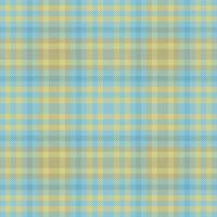 Cozy pattern texture seamless, interior textile fabric background. Repeating tartan check vector plaid in yellow and cyan colors.