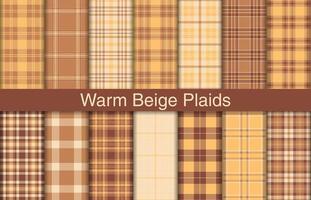 Warm beige plaid bundles, textile design, checkered fabric pattern for shirt, dress, suit, wrapping paper print, invitation and gift card. vector