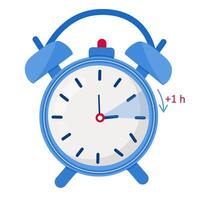 Spring forward time. Alarm clock. Daylight saving time. vector