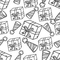 Doodle illustration, happy birthday pattern vector