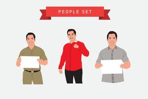 People with blank sheet of paper. Vector illustration in flat style.