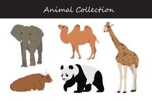 Animals collection isolated on white background. Flat style vector illustration.