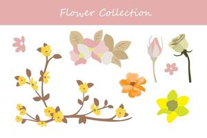 Flower set. Hand drawn vector illustration. Floral elements.