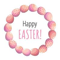 Easter wreath with eggs. Vector greeting card with textbox