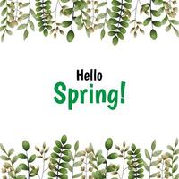 saludo tarjeta modelo con vistoso botánico hojas borde. primavera botánico plano vector