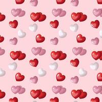 Valentine s day seamless pattern with colorful hearts on pink color background vector