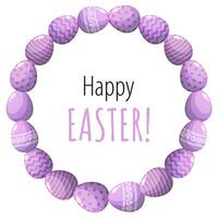 Easter wreath with eggs. Vector greeting card with textbox