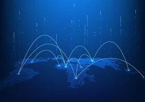 World map technology background High-speed internet network connection covering the entire world It is a technology that helps in transmitting information, communicating, and doing business. vector