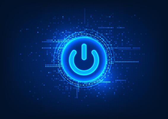 Background Technology smart technology power button The light emitted by the button Entering the world of technology Start button with surrounding light, Vector illustration