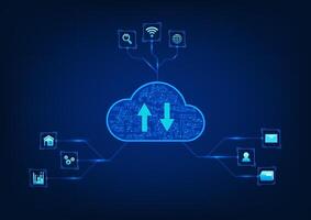 Cloud technology background That acts as a storage and sharing information via the internet network that can be used around the world and has a security system. Suitable for use in corporate companies vector